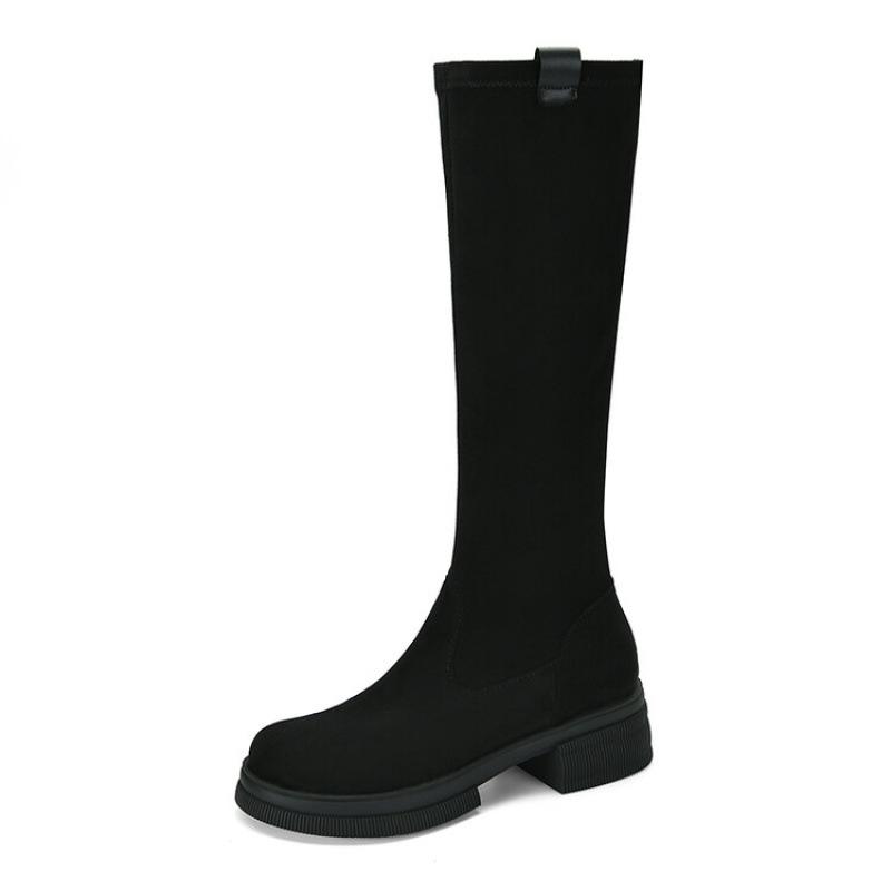 Autumn and winter new women's high boots European and American non-slip large size medium heel suede women's boots square and European and A