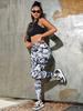 Rose Beauty A Camo Print Flap Pocket Side Running Yoga Stretch Leggings