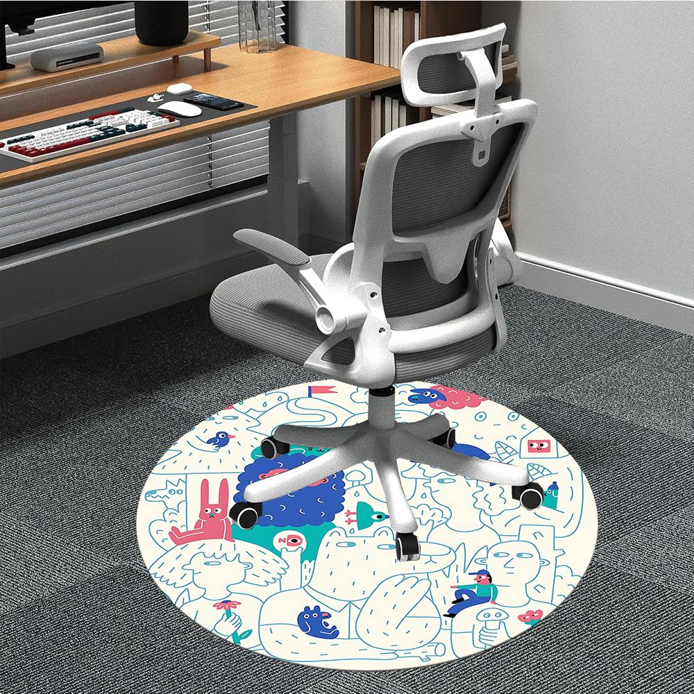 

1pc Family Pets Office Round Area Rug, Indoor Mat Suitable ForOffice, Under Office Chairs Bedroom Living Room Home Decor, Room Decot053 80cm by 80cm