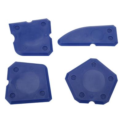 Kit de 4 Herramientas de Calafateo Raspador de Cemento de Vidrio de Silicona para Sellador Lechada Acabado Sellado (azul)