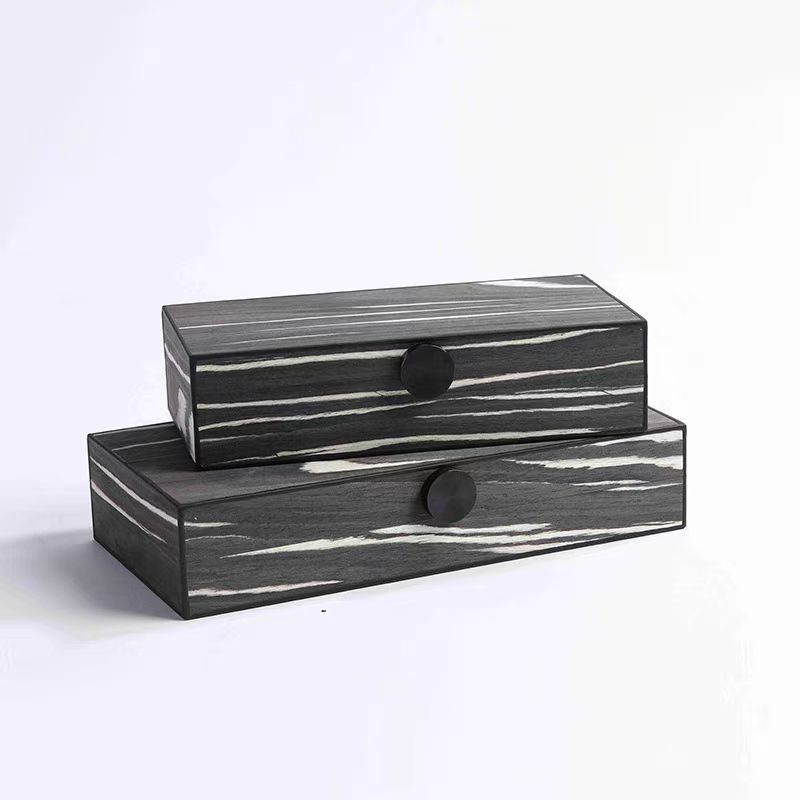 Leopard Print Storage Box Jewelry Box Rectangular Covered Sealed Desktop Storage Container Wooden Creative Ornaments
