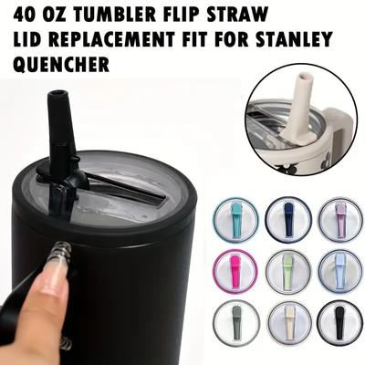 2 Pack 40 Oz Tumbler Flip Straw Lid Replacement Fit for Stanley Quencher, Spill Proof Splash Resistant Tumbler Lids,Reusable