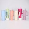 Customized 40oz Double-Layer Stainless Steel Vacuum Insulated Tumbler Mug Modern Design Handle Lid Straw BPA Free Eco-Friendly
