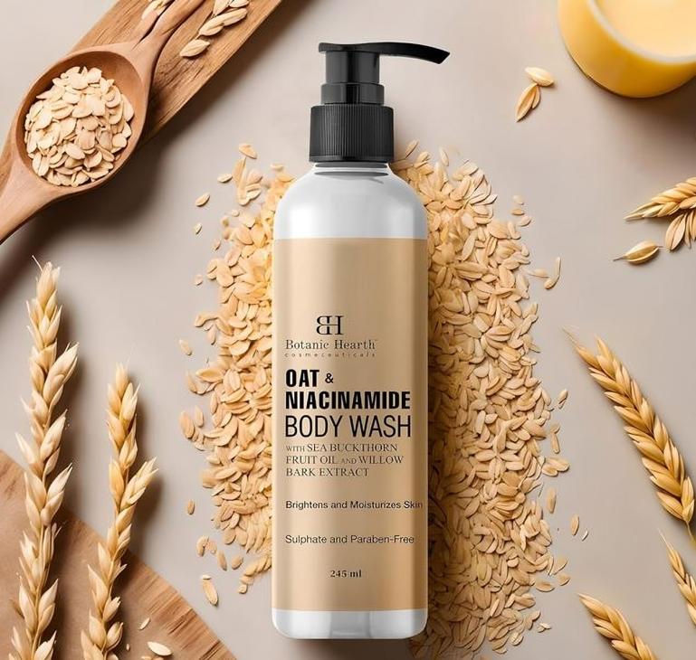 Botanic Hearth Oat & Niacinamide Body Wash ,Moisturizing & Skin Whitening Body Wash Shower Gel 245ml