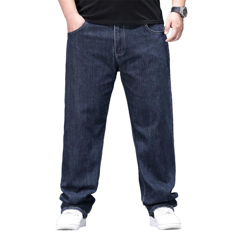Jeans para Hombre Talla Grande Primavera y Otoño Gordo Suelto Elástico Grande Pantalones Rectos para Hombre Gordo Pantalones para Padre