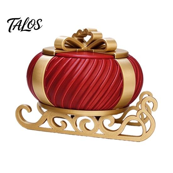 Seasonal Storage Box 3D Printed Christmas Sleigh Box, Holiday Decorative Container Festive Table Centerpiece with Lid, Desk Organizer for Jewelry