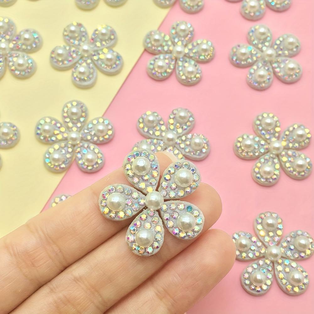 10 шт. Жемчужная инкрустация Бриллиант Маленький цветок Тканевая аппликация Нетканый материал Прессованная бриллиантовая тканевая аппликация Цветы Пришивные нашивки Antique Brass