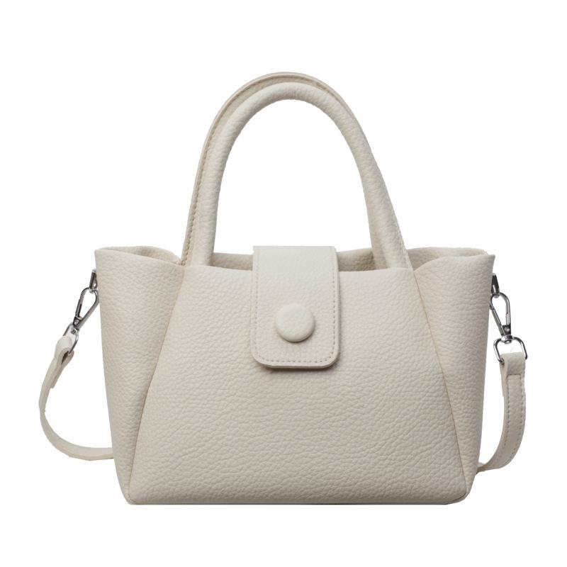 Stylish and Simple Hand Bag, New Women's Bag, Casual Lychee Pattern Bucket Bag, Trendy Texture Messenger Bag