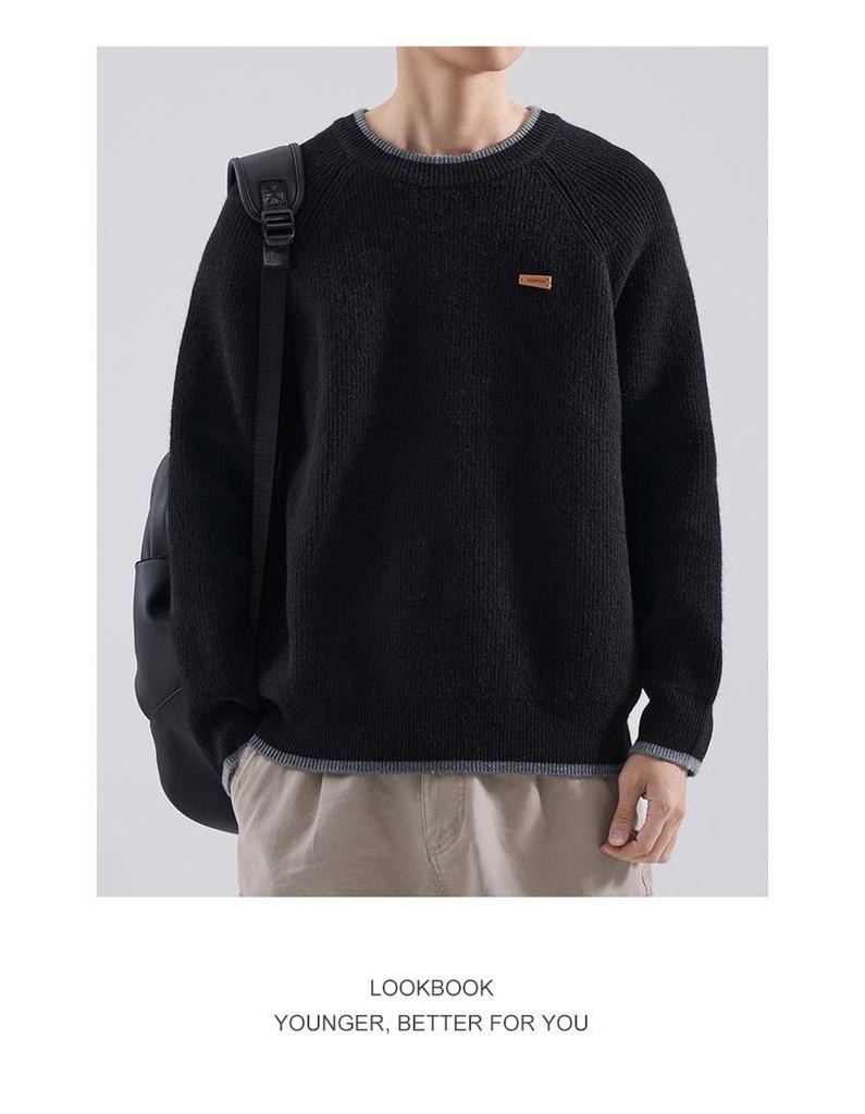Men's Trendy Heavyweight Raglan Sweater - Autumn/Winter Loose Fit