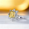 Simple and exquisite floral yellow diamond zircon ring with versatile temperament, high-end feeling, floral full diamond ring