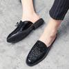 Designer de moda italiana de luxo marca masculina casual couro mocassins sandálias negócios homens meio sapatos mulas homem branco preto slides chinelos