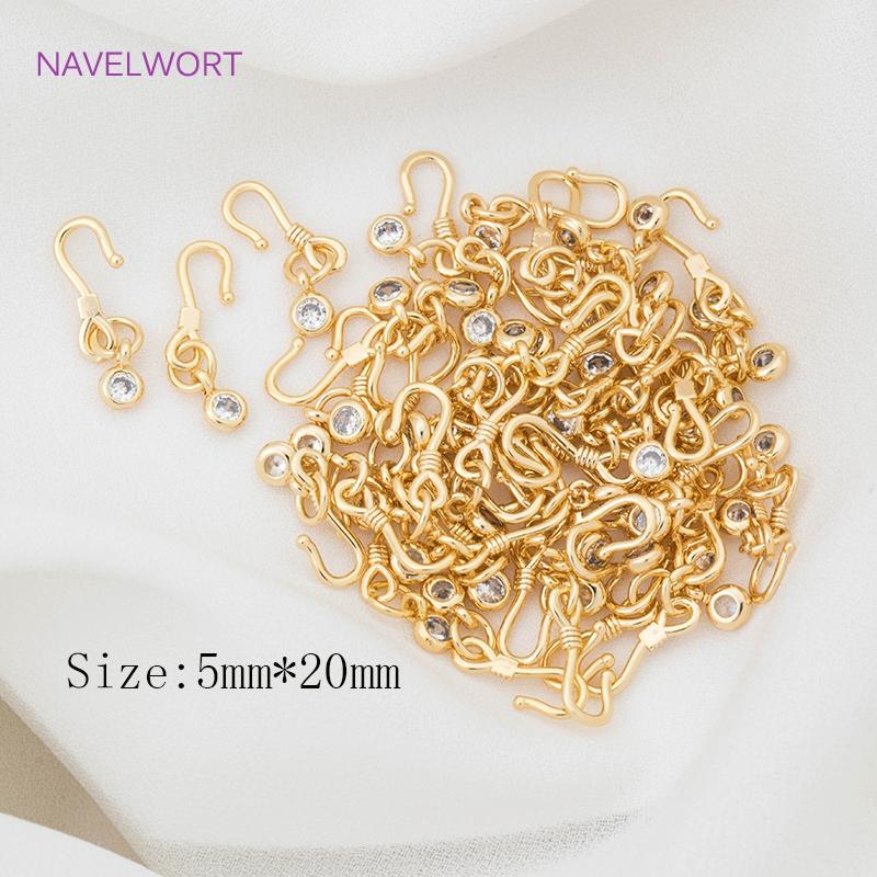 18K Gold Plated S Shaped End Connector Clasps For Jewelry Making, DIY Bracelet Fasteners Clasp Hook