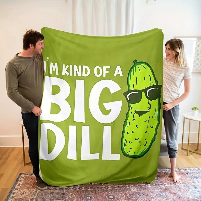 

1pc Flannel Blanket Warm and Comfortable Cartoon Cute Pickle Cucumber Throw Blanket Multipurpose Sofa Room Blanket Car Blanket 30x40in