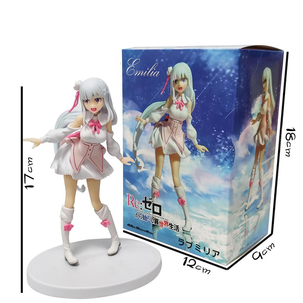 17Cm Re: Zero Starting Life In Another World Anime Figurine Emilia Action Figures Kawaii Memory Snow Emilia Collection Model Toys