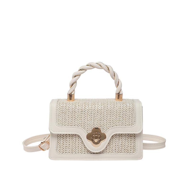 Beautifully Woven Fashion Color Matching 2025 New Flower Lock Trend Large Capacity Foreign Style Crossbody Portable Small Square Bag