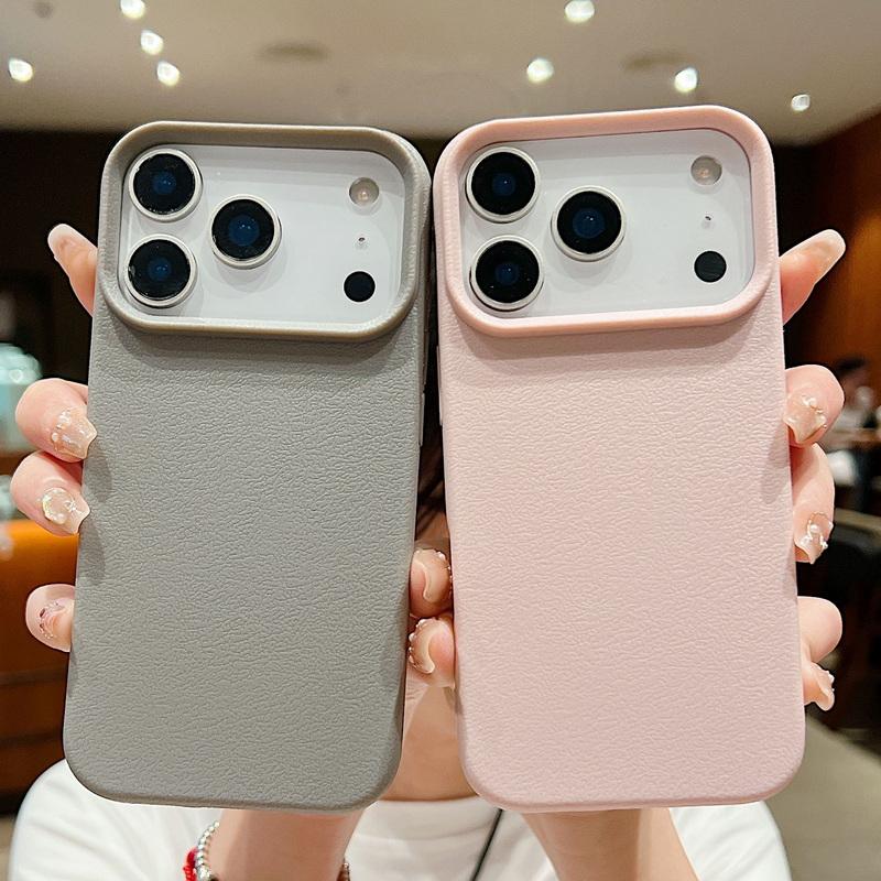 Leather Texture Soft TPU Shockproof Phone Case For iPhone 17 Air 16 15 Pro Max 12 13 14 15 Pro 11 Solid Color Silicone Cover Fundas