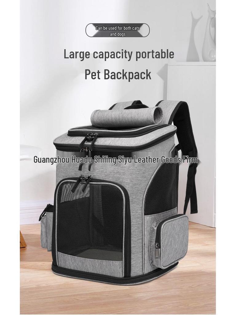 Expandable, Breathable Outdoor Pet Backpack for Cats - Portable and Foldable with Extra Capacity for Outings.