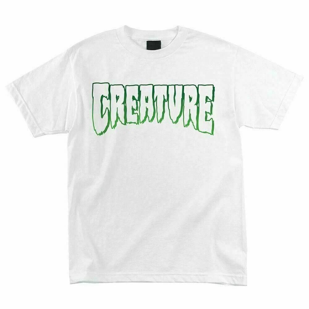 Creature LOGO OUTLINE Skateboard T Shirt WHITE XXXL