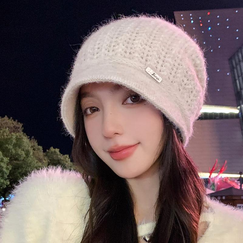 Dicke Strickmütze für den Winter für Damen – warme Pullovermütze mit Fleecefutter, wind- und kältebeständig, Weihnachtsmütze mit Ohrenschutz