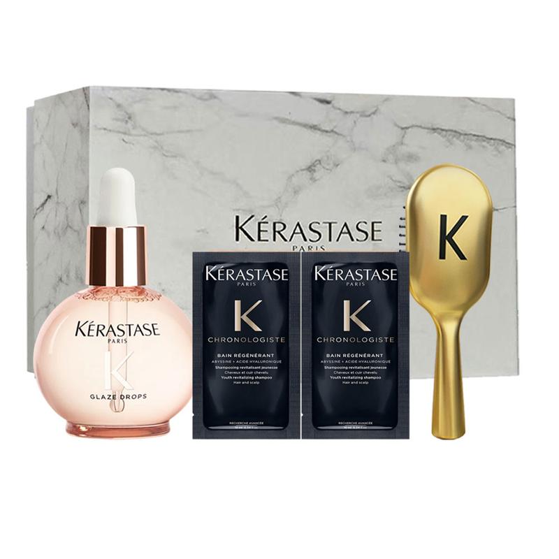 Kerastase toiletry set Glazed Rose Hair Care Essential Three-piece set: Glazed Rose Essential Oil 45ml + Black Diamond Shampoo 10ml*2 + Airbag Comb чёрный