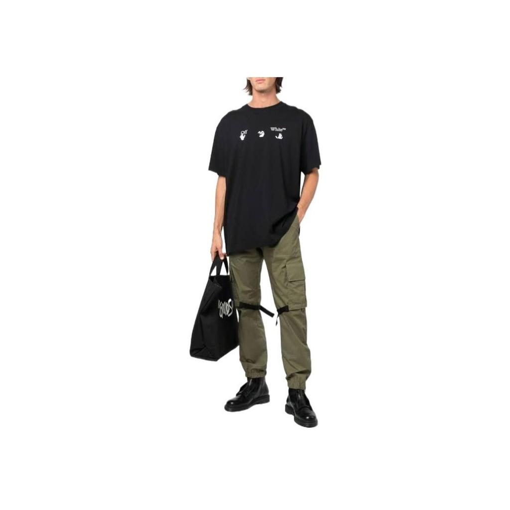 Off-White Fw22 Alphanumeric Pattern Print Round Neck Short Sleeve T-Shirt Regular Fit Men Tops Black OMAA038C99JER0071001