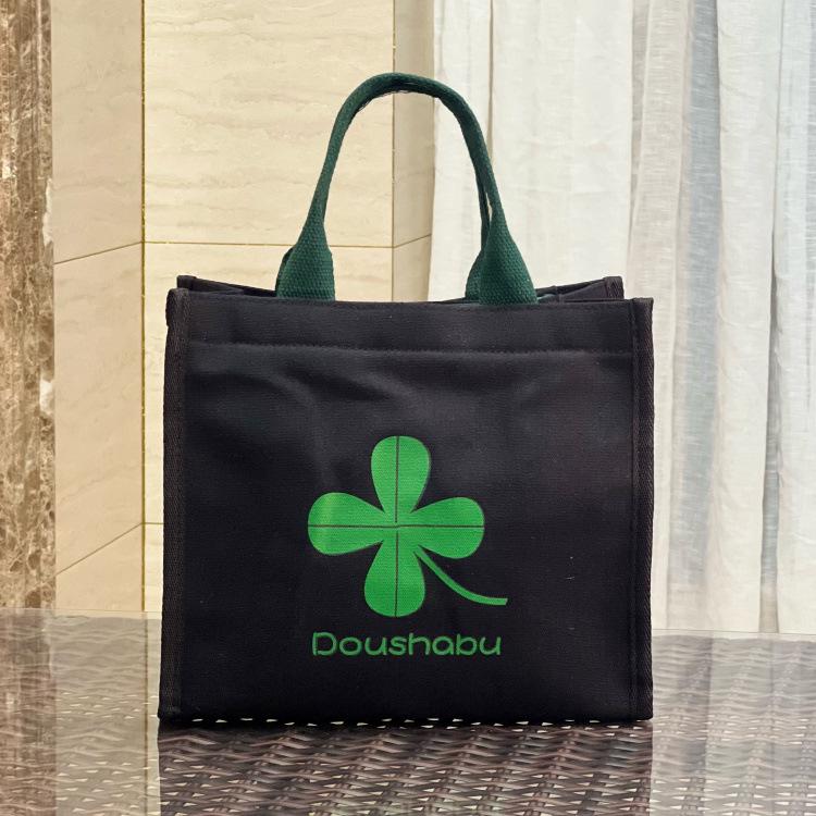 Cute Bear Canvas Lunch Tote - Large Capacity Bento Bag for Students & Moms