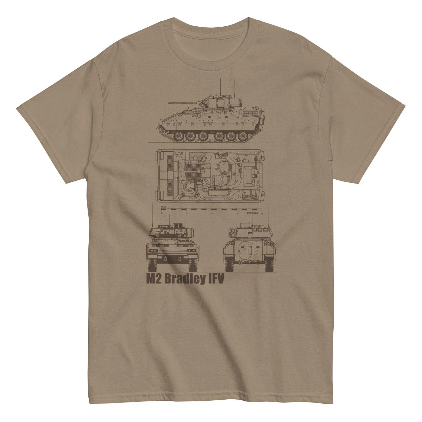 M2 Bradley Infantry Fighting Vehicle Blueprint Military Graphic T-Shirt XXXL