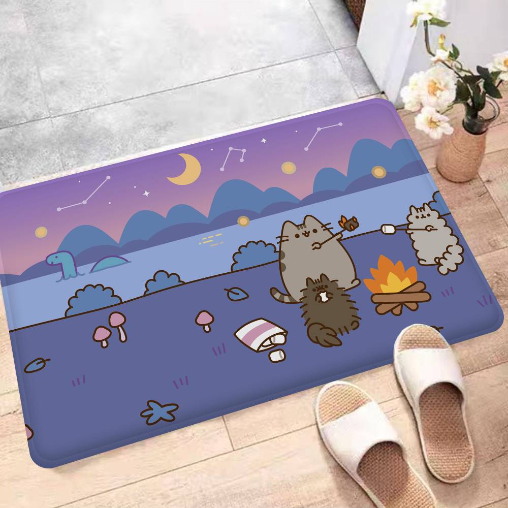 

Cute P-Pusheen-Cat Kitchen Mat Nordic Style Bedroom Living Room Doormat Home Balcony Anti-Slip Welcome Rug 100x150cm