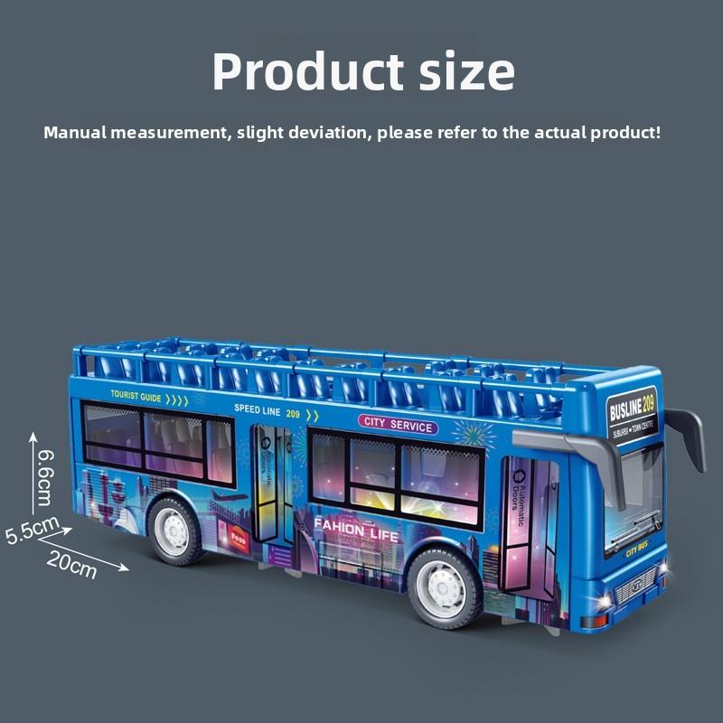 Sightseeing Plastic Bus With Sound And Light Functions Children Toy Inertia