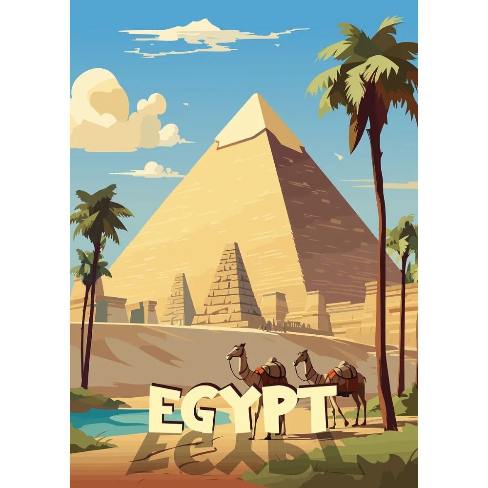 Majestic Pyramids of Giza Egypt Posters Egyptian Sphinx Travel Prints Canvas Painting Wall Art Pictures Home Living Room Decor