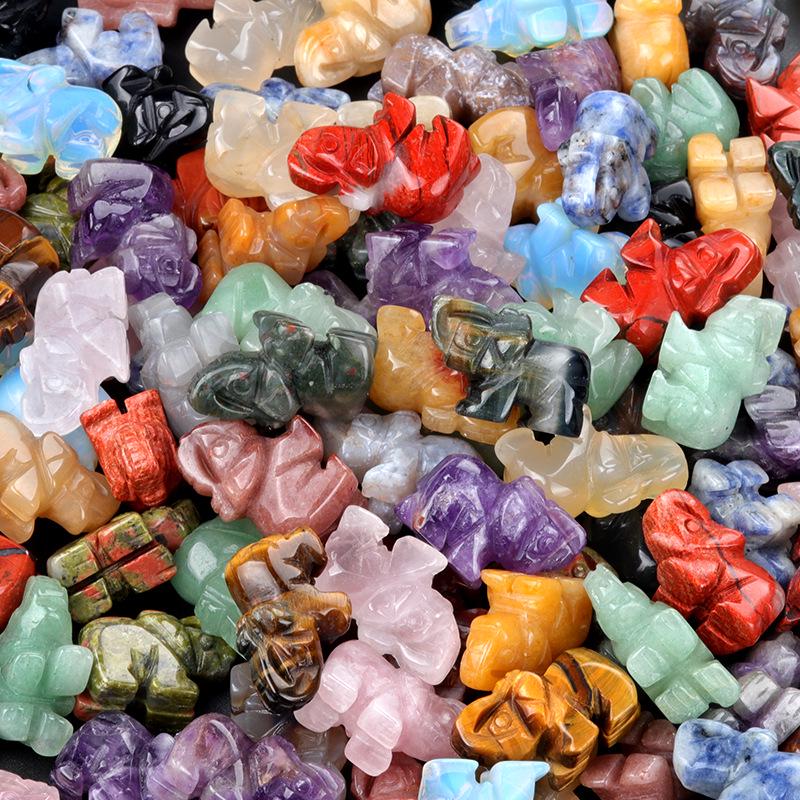 1  Натуральный Розовый Кварц Жадеит Животное Слон Резьба Орнамент