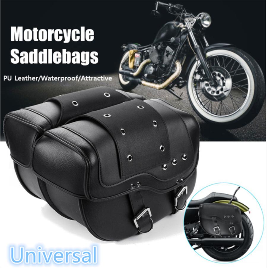 2pcs PU Leather Saddlebags Universal for Harley Honda Suzuki Yamaha