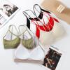 Plus Size Red Spaghetti Strap Backless Bra for Women Non-magnetic Student Sports Cami Bustier Push-Up