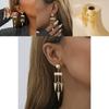 Tassel Chic Asymmetric Earrings For Women Gold Geometric Design Material Alloy