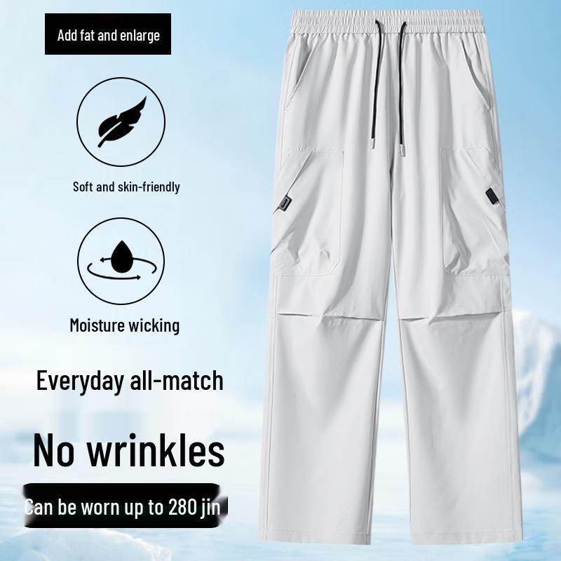 Men s Plus Size Lightweight Multi-Pocket Cargo Pants 4XL