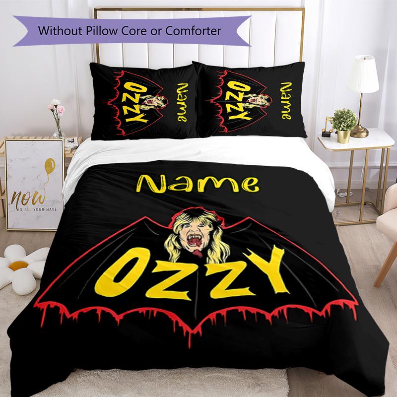 3pcs Custom Name Rock Ozzy Osbourne Bedding Set Duvet Cover Closure Includes 1 Duvet Cover & 2 Pillowcases for All Seasons Bedroom Decor