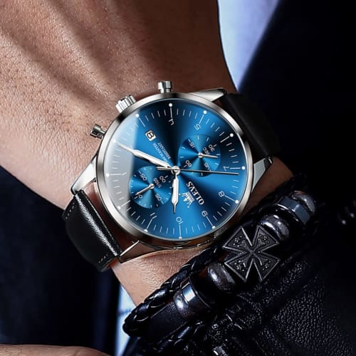 Watch Men's Watch Arm Watch for Men Waterproof Brand Simple Stylish Business Brown Leather Strap Analog Date Quartz High School Student Men Gentleman
