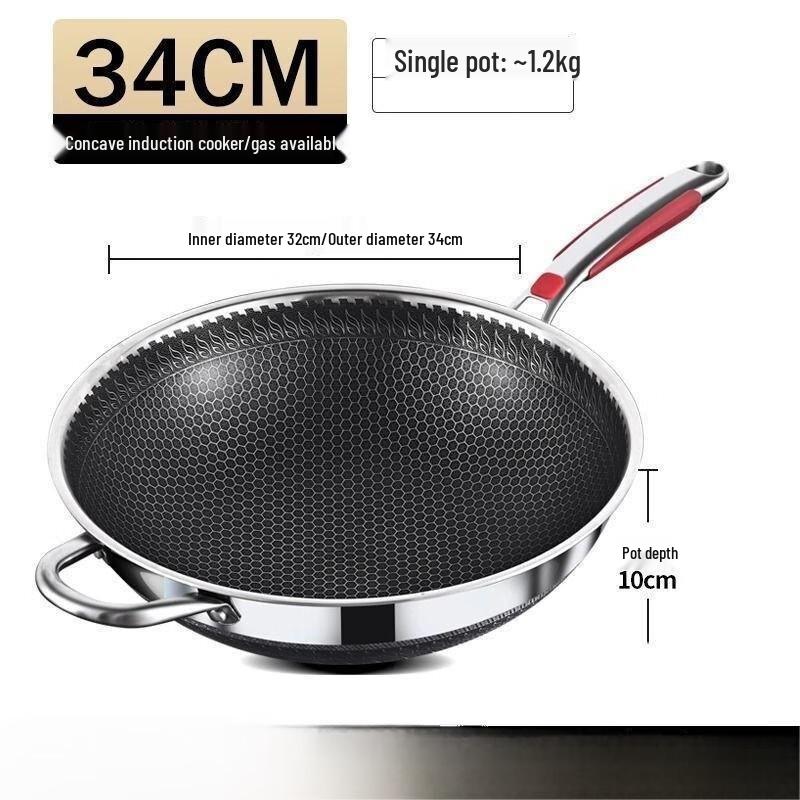 Wutuo Stainless Steel Honeycomb Non-stick Wok