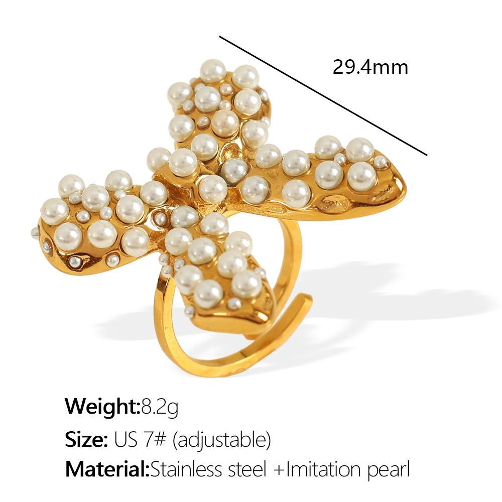 Sweet Fashion Vintage Jewelry Stainless Steel Gold Plated Pearl Zircon Bow Stud Earrings