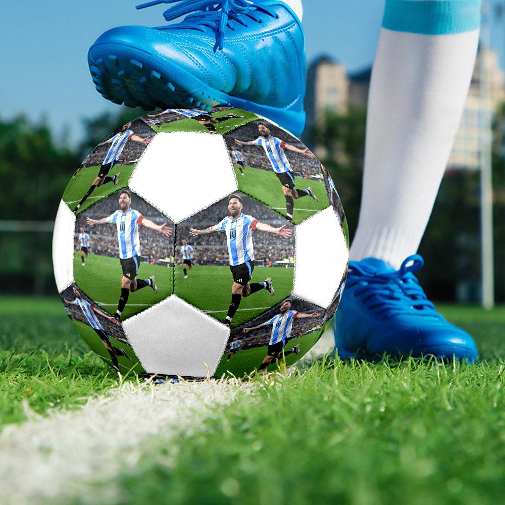 King Leo Size 5 Soccer Ball, Machine-Stitched PVC, Durable & High Bounce, All Ages Fit, Fan Merchandise, Matches & Outdoor Use.