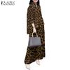 ZANZEA Women Long Sleeve Blouse and Pants Casual Leopard Print Two Piece Suit Sets