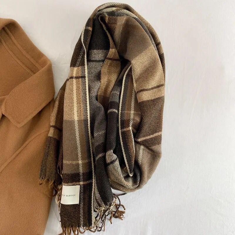 Scarf Female Winter Korean Version of Everything with British Classic Checker Thickened Students Autumn Winter Male Neck Warm