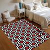 Red Black White Geometric Hexagon Area Rug for Living Room Bedroom Retro Mid-Century Modern Home Decor Soft Non Slip Floor Mat