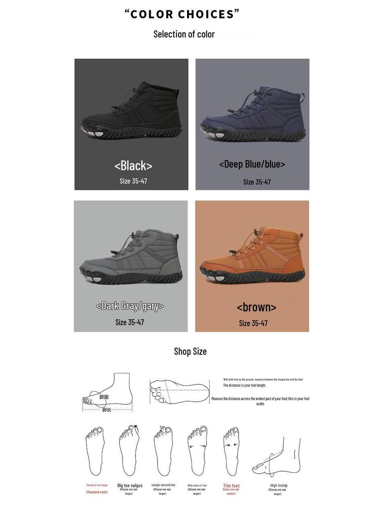 Winter Waterproof High-Top Snow Boots - Unisex Fleece-Lined Cold-Proof Sports Shoes