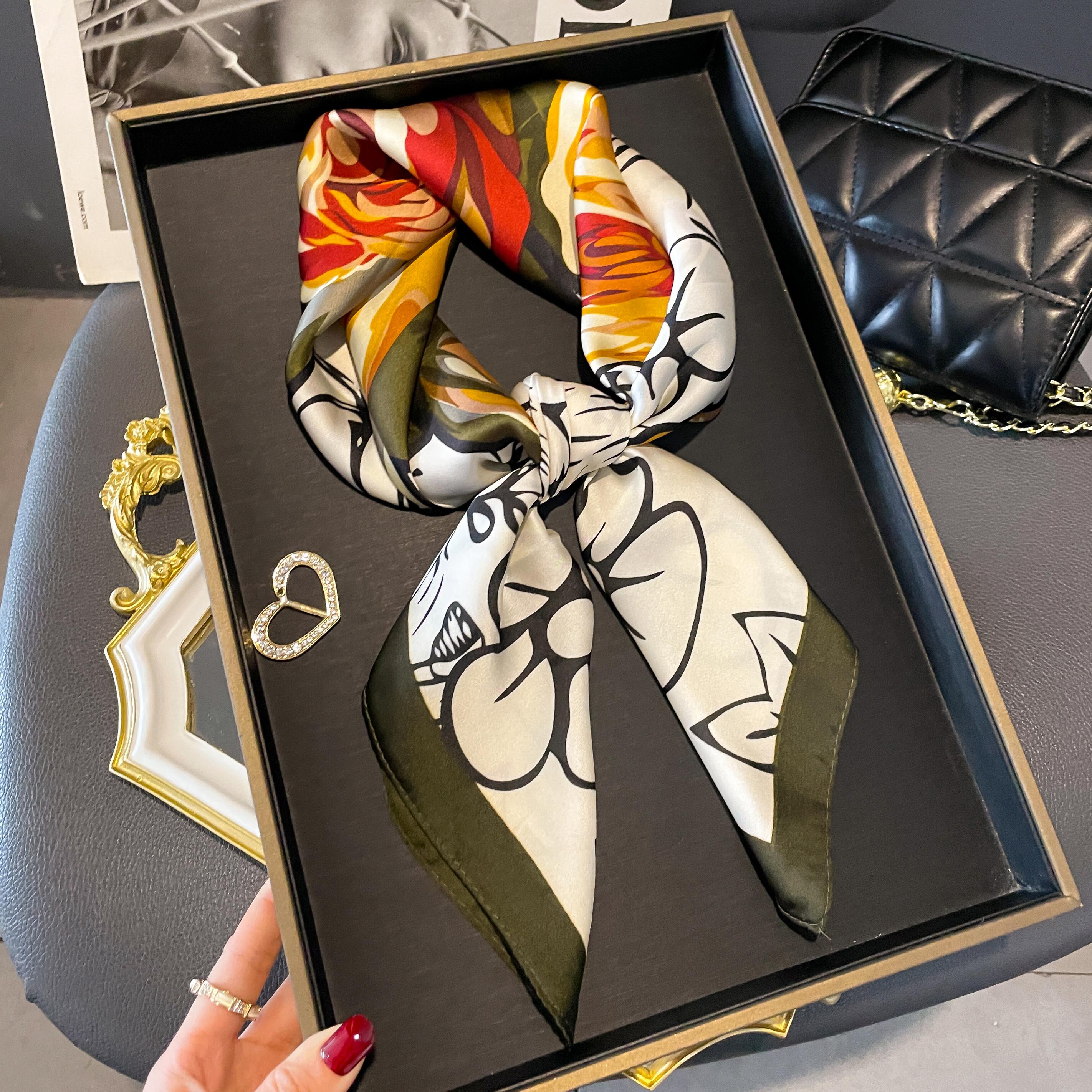 

Luxury Silk Shawl Square Scarf for Women Satin Hijab Fashion Wraps Neckerchief Female Hair Bands Ribbon Headband Bandana червоний