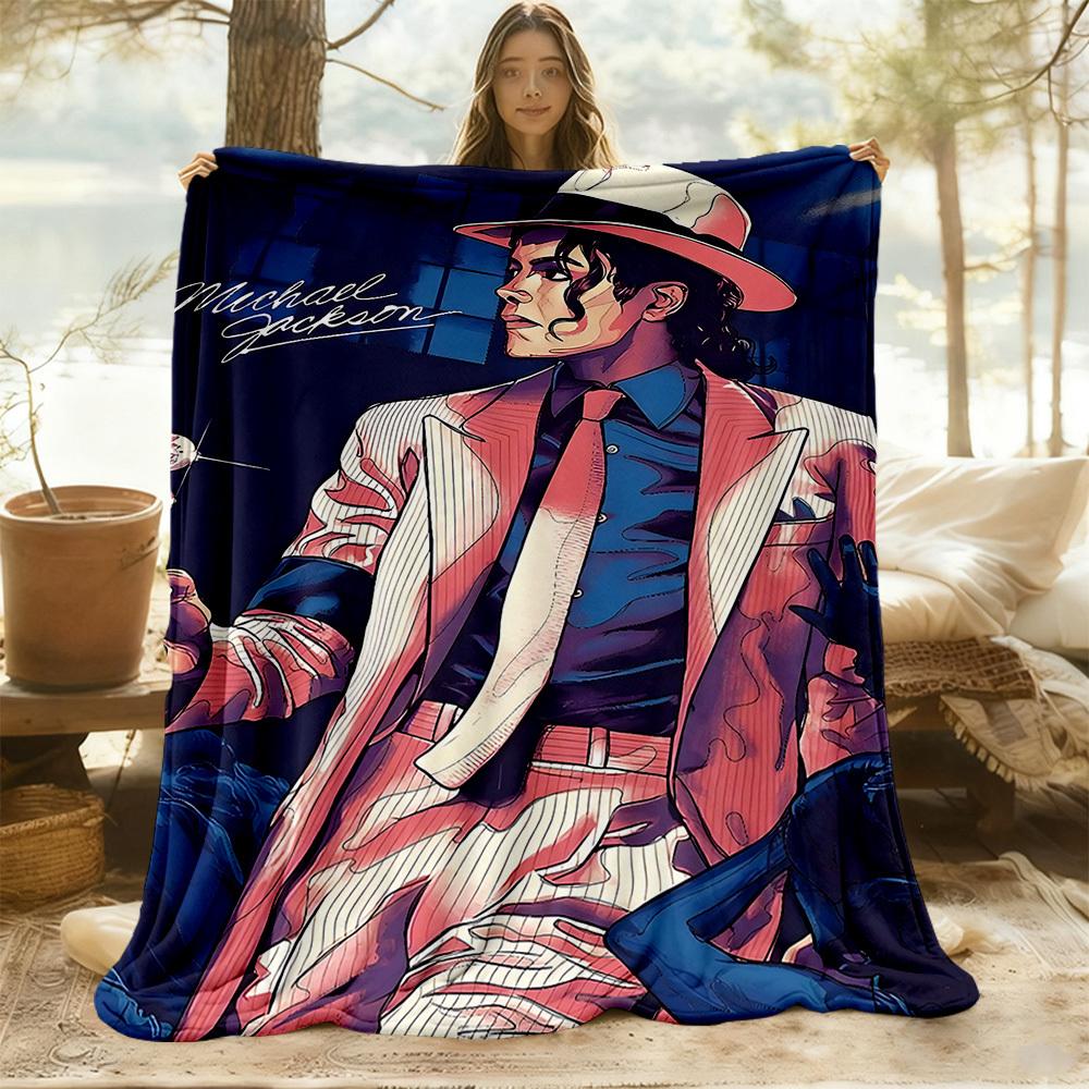 1pc Michael Jackson Outdoor Blanket Lightweight Flannel, Soft & Warm, All-Season Use for Sofa, Outdoor, Camping, Living Room, Office076