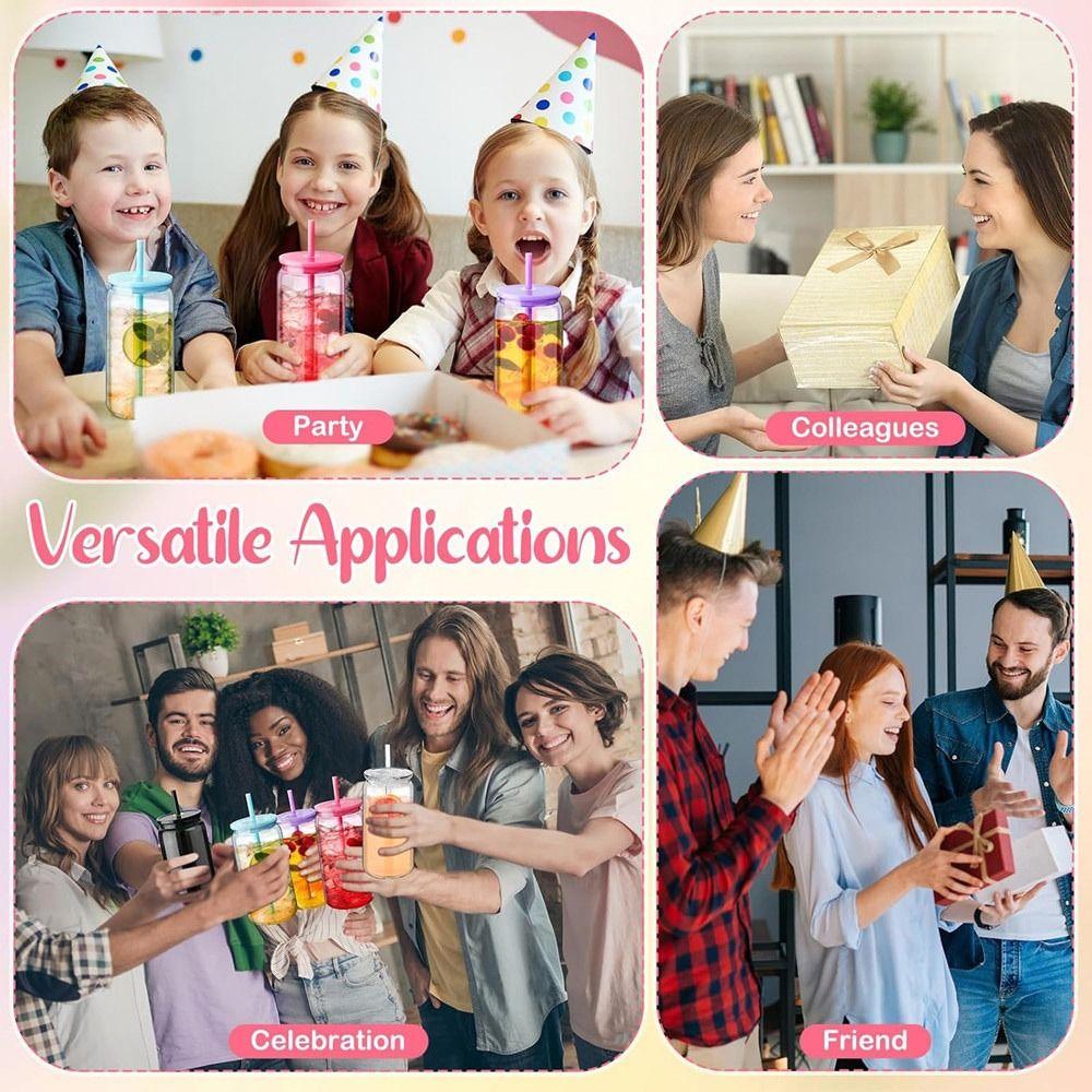 with Lids Straws Water Bottles Reusable Beverage Mugs NEW Drinking Tumbler  Party Favor