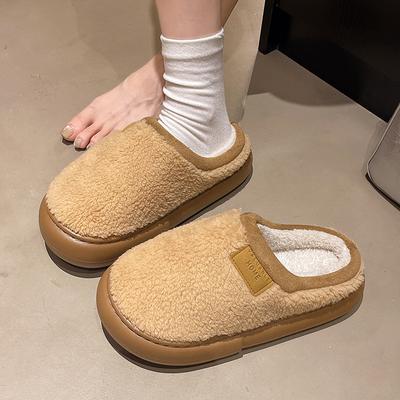 Chinelos de Pelúcia Premium Femininos - Quentes e Aconchegantes de Algodão para Balcão Sapatos Casuais de Inverno para Casa com Solado Grosso