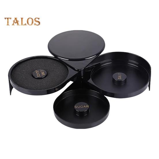 

3-х уровневый барный стеклянный риммер для соли и сахара, коробка для приправ, сепаратор ингредиентов для коктейлей, инструмент для бармена для маргариты чёрный