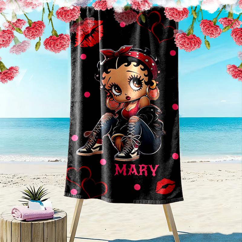 1pc Betty Boop Beach Towel, A Vibrant Beach Towel Suitable for Outdoor Activities, Camping, Hiking